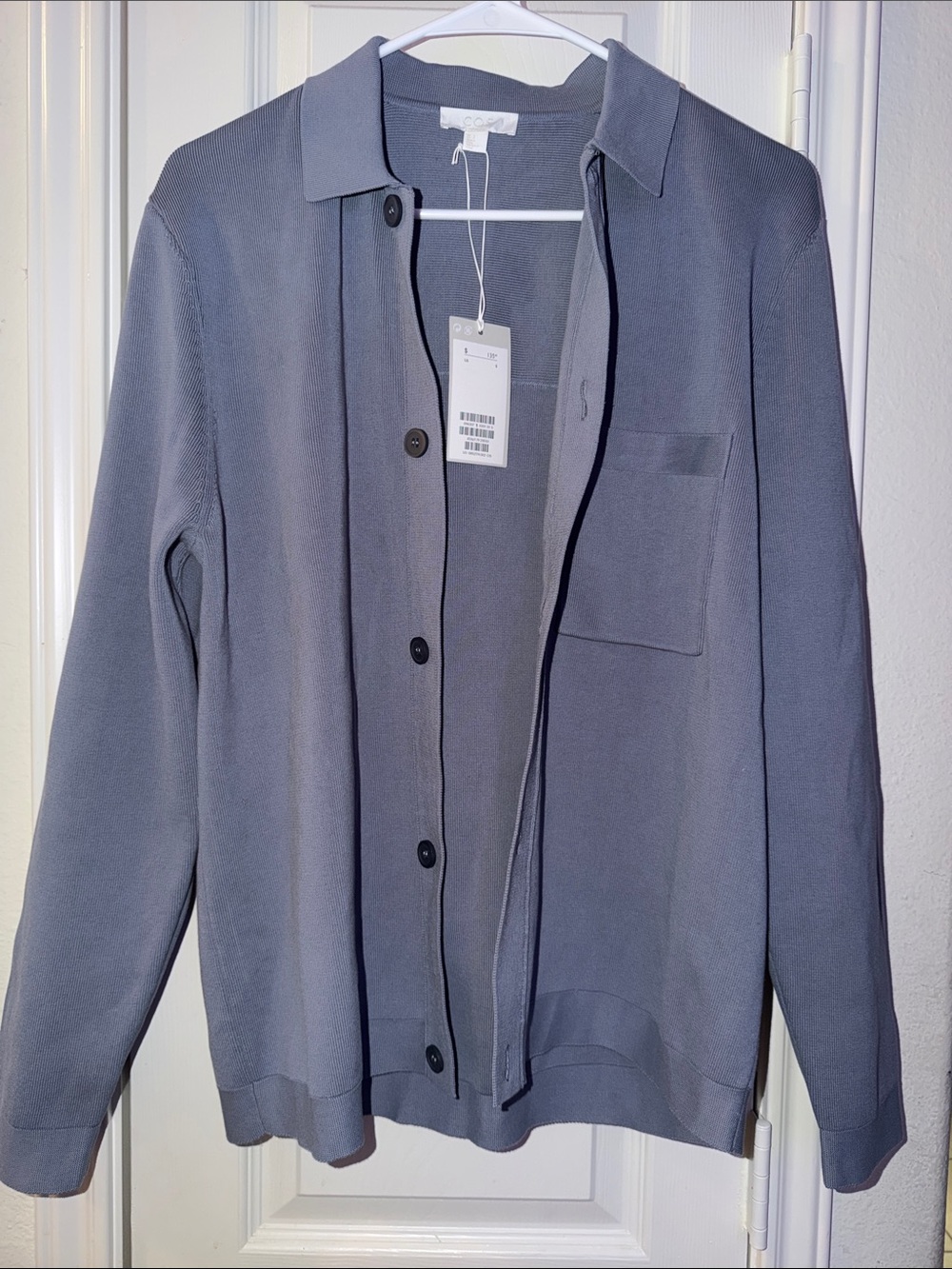 COS Knitted/Cotton Jacket in Blue/Slate Grey Size Small